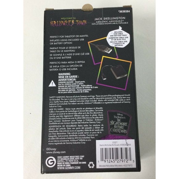 Disney Nightmare Before Christmas Jack Skellington Airblown Inflatable 18" - Picture 3 of 3